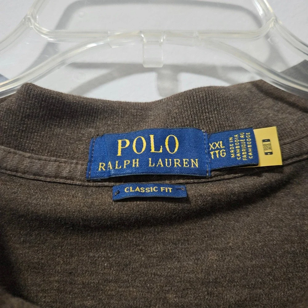 Polo Ralph Lauren Mens XXL Classic Fit‎ Brown Short Sleeve Cotton Polo Shirt